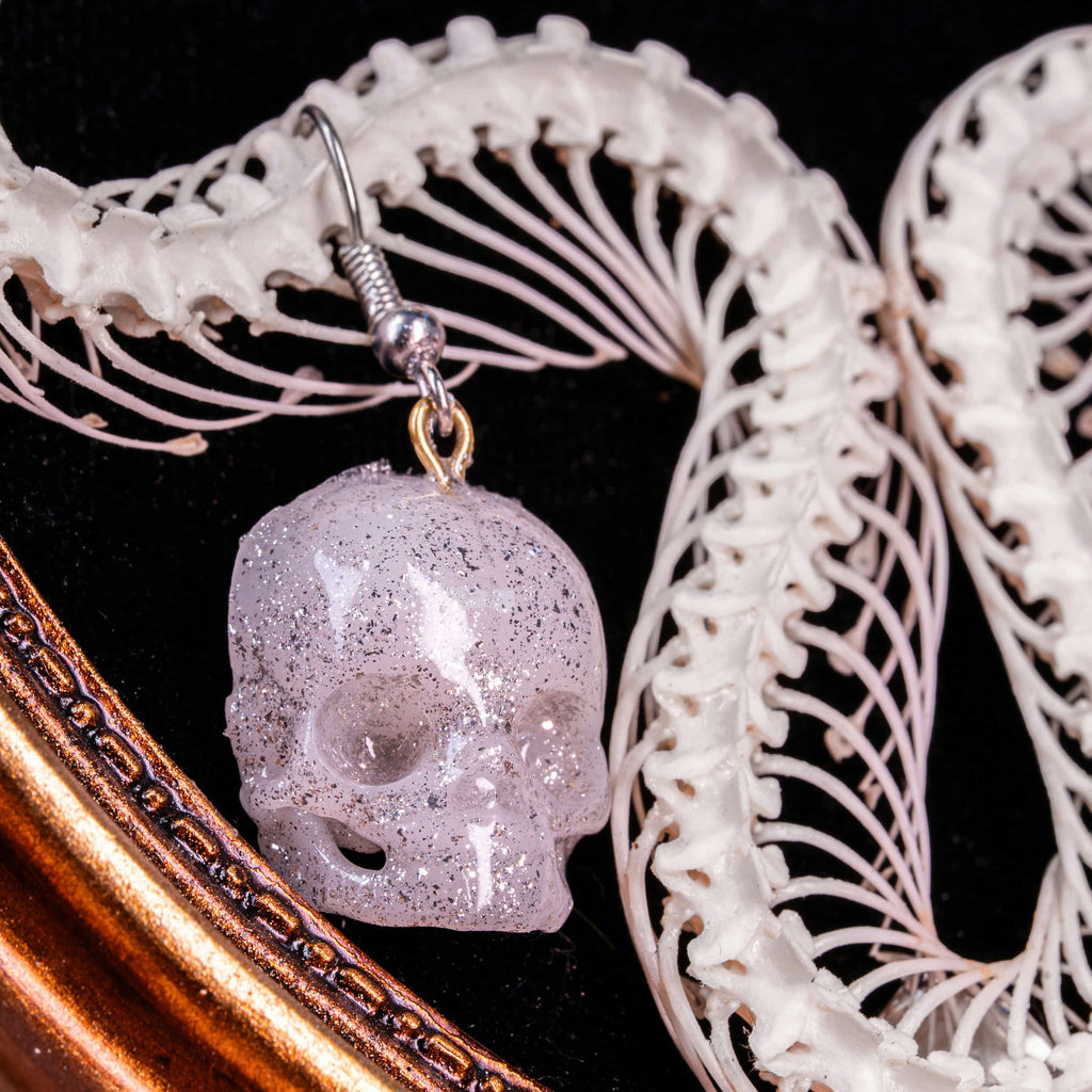 Snake skeleton Christmas Tree - Real Viper taxidermy with Skull Ball Ornaments on Gothic Frame image 6